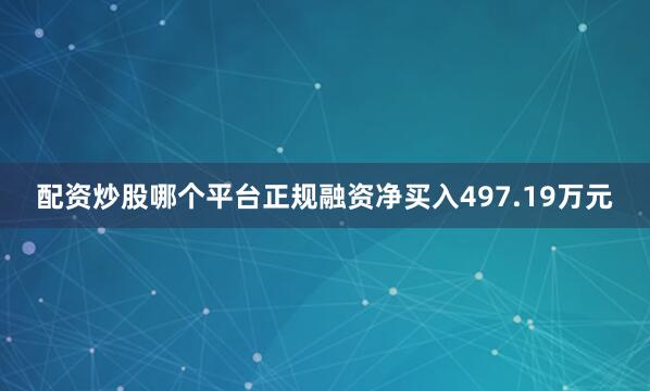 配资炒股哪个平台正规融资净买入497.19万元